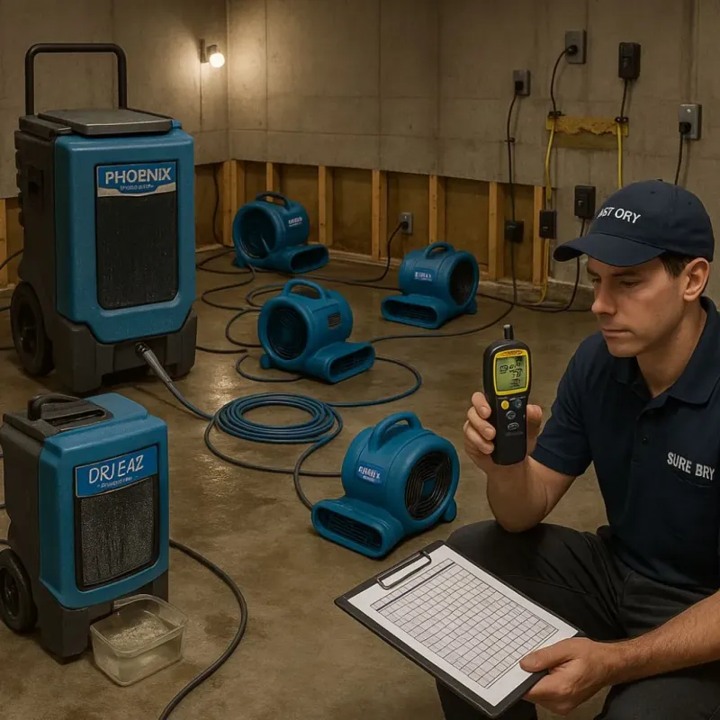 Structural Drying and Dehumidification process in Wixom, MI